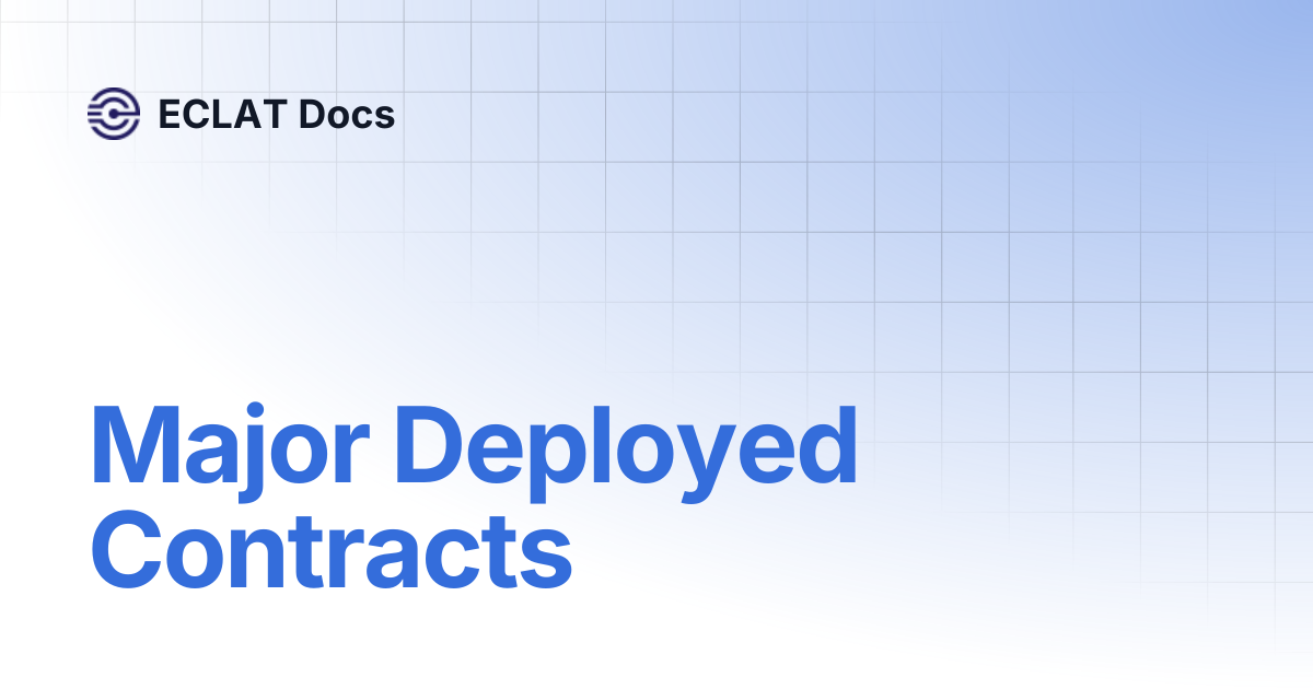 Major Deployed Contracts | ECLAT Docs